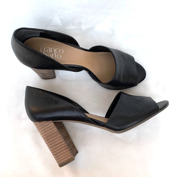 Franco Sarto Shoes - Franco Sarto D'Orsay Black Leather Block Heels